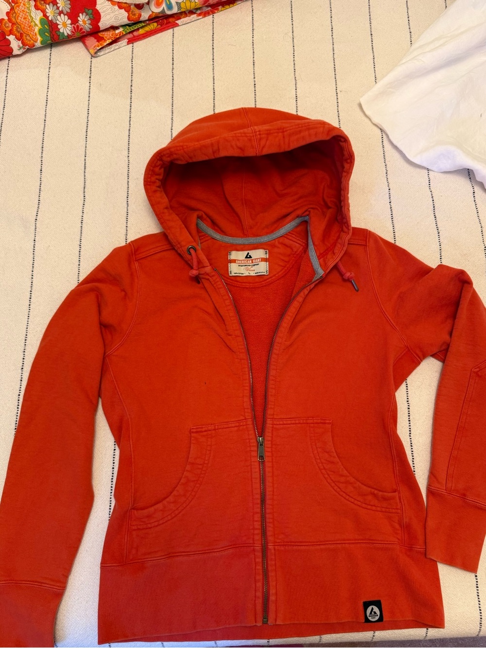 American Giant Women’s Orange Zip Hoodie